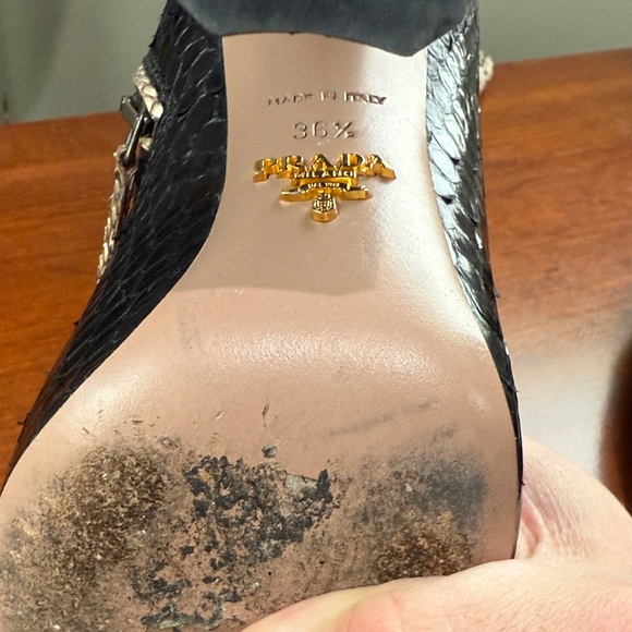 Prada Snakeskin Pattern Knee-High Boots - Picture 3 of 8